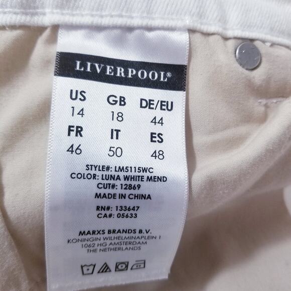 Liverpool The Girlfriend Luna White Mend Distressed Jeans High Rise Rolled Hem - Picture 4 of 13